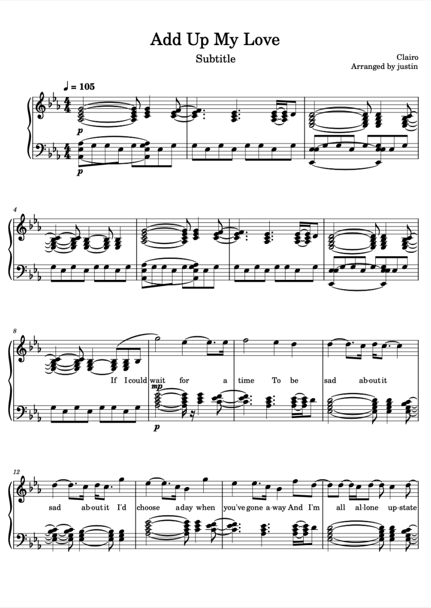 Clairo Add Up My Love Sheet Music Downloads